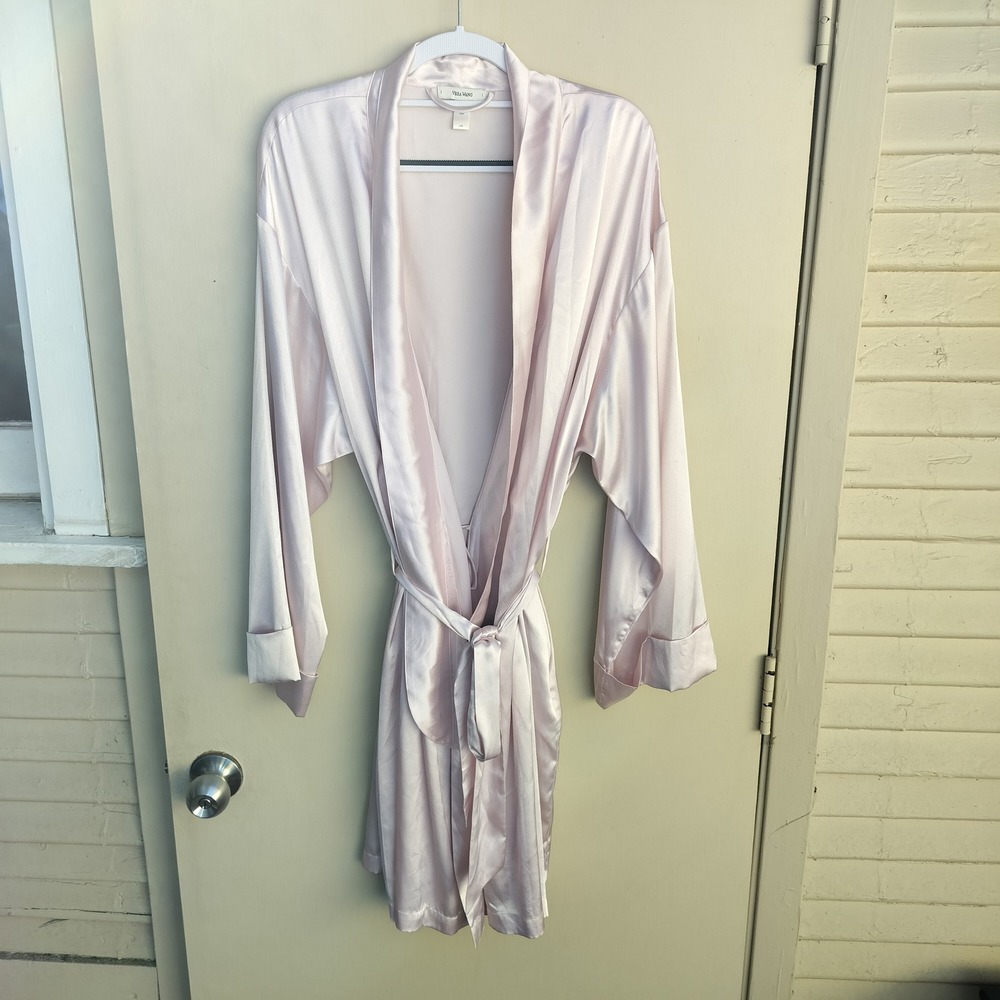 Vera Wang Silky Light Pink Robe Satin Size L/XL